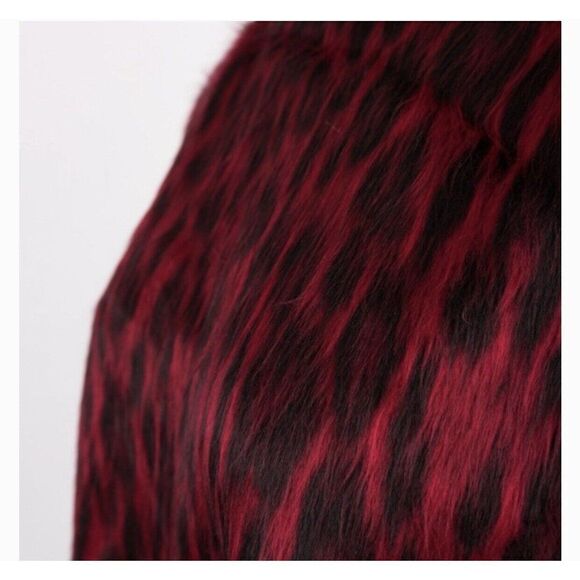 bershka womens red black leopard print crop fuzzy turtleneck sweater small - Picture 2 of 7